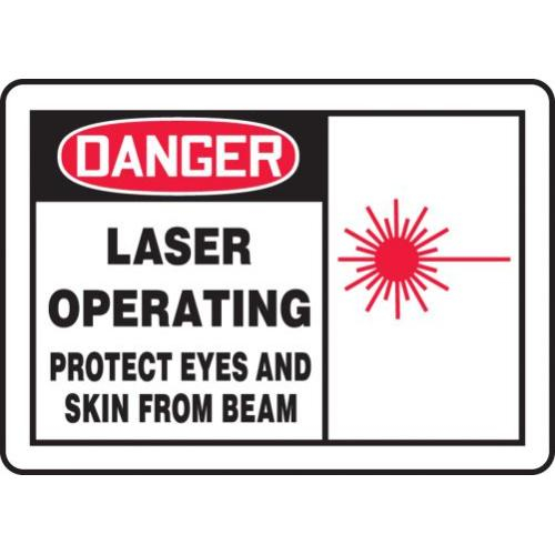 Laser Operating Protect Eyes And Skin From Beam (W 7X10 .187 Polycarbonate Sign
