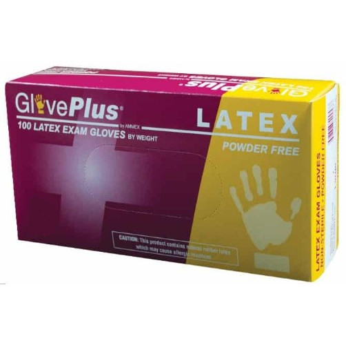Ammex Gppft42100, Gloveplus Latex Powder Free Exam Gloves, Small