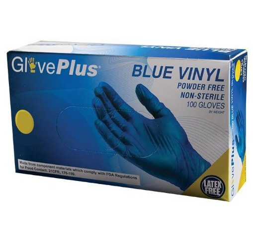 Ammex Ivbpf42100, Gloveplus Blue Vinyl Industrial Gloves