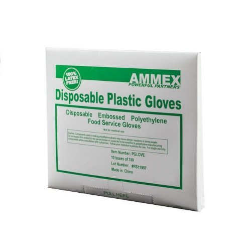Ammex Pglove-l, Food Service Disposable Polyethylene Gloves, Large