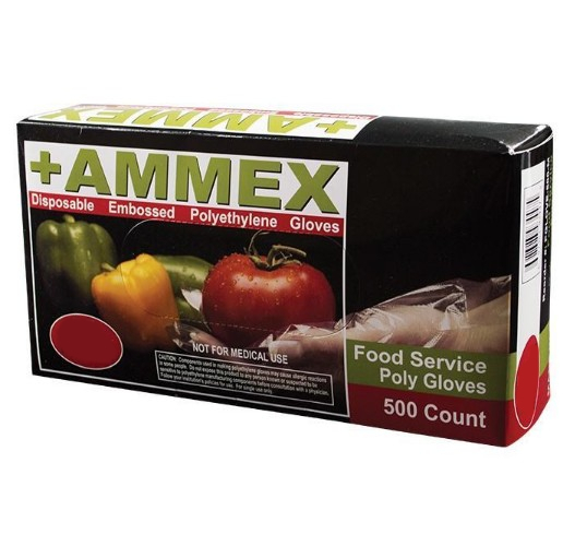 Ammex Pglove-l-500, Food Service Polyethylene Gloves, Large