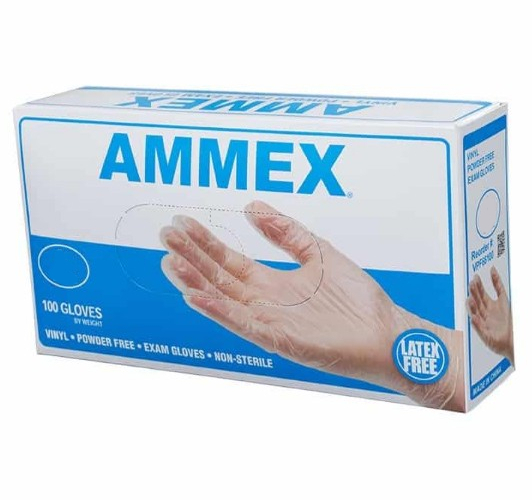 Ammex Vpf66100, Vinyl Powder Free Exam Gloves, Large