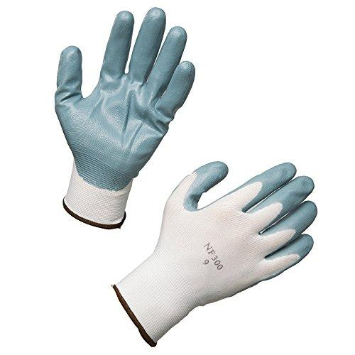 Ammex C225-s, Large White/grey Nitrile Dipped Nylon Gloves