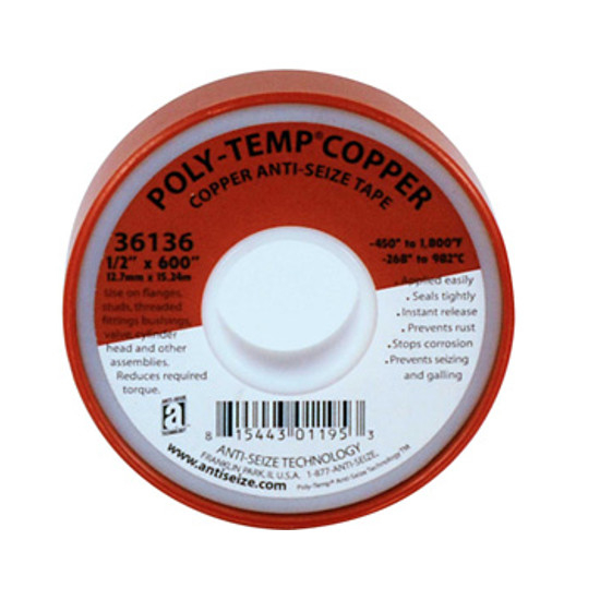 Anti-seize Technology 36136, Poly-temp Copper Tape, 1/2" X 600