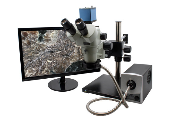 Aven 26800b-382, Spzt-50 Stereo Zoom Trinocular Microscope On Stand Dabs With Hd Camera