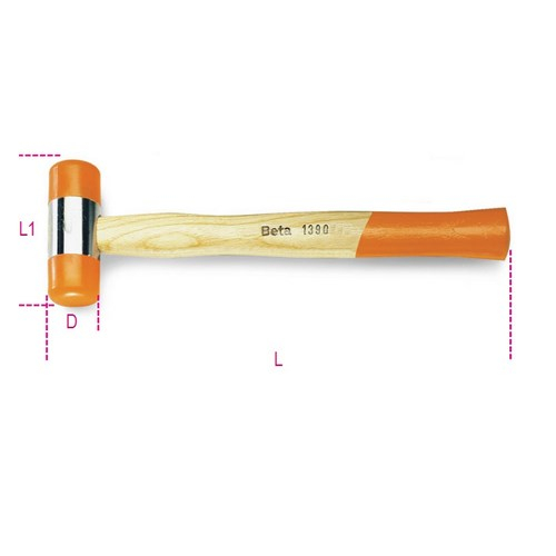 Buy Beta Tools 013900045, 1390 45x107mm Soft Face Hammer with Wooden Shaft  - Mega Depot