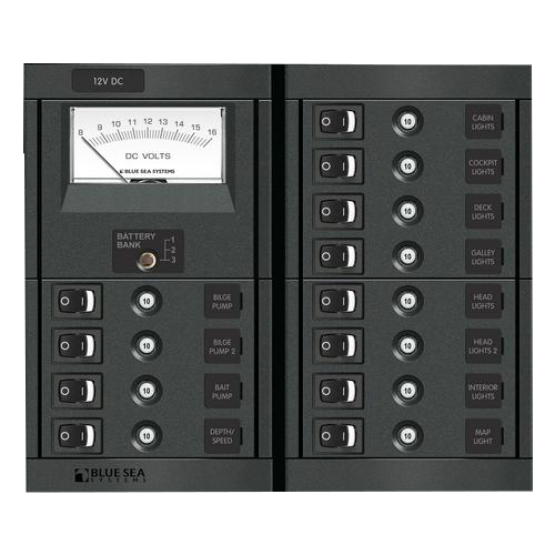 Blue Sea Systems 1464-bss, 12 Position Switch Clb With Meter Square