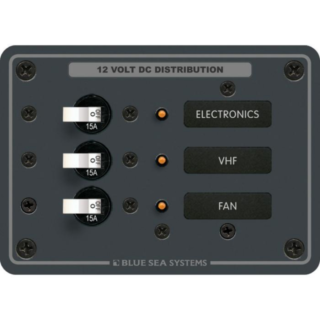 Blue Sea Systems 8025-bss, Traditional Metal Dc Panel, 3 Positions