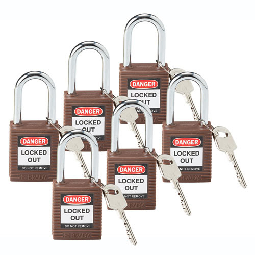 Brady 101956, Nylon Lockout Padlock, Brown, Keyed Different