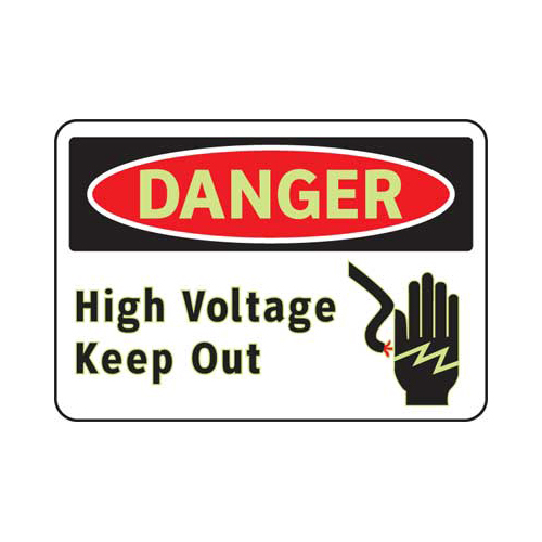 Brady 102487, 7" X 10" Sign "danger High Voltage Keep Out"