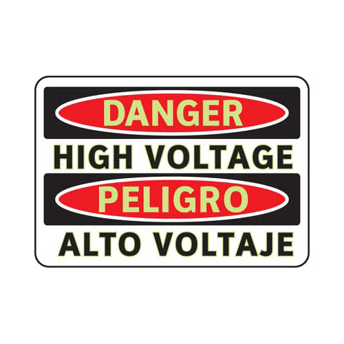 Brady 102488, 7" X 10" Sign Bilingual "danger High Voltage"