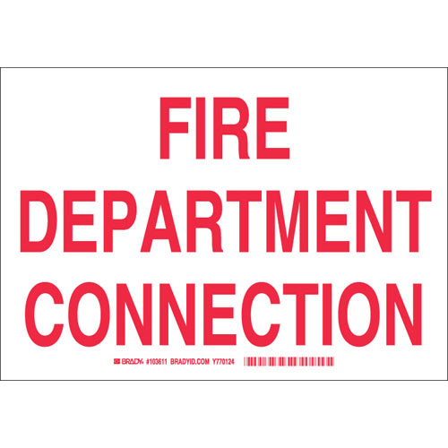 Brady 103611, 7" X 10" Sign "fire Department Connection"