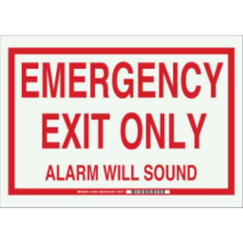 Brady 103616, 10" X 14" Sign "emergency Exit Only Alarm Will... "