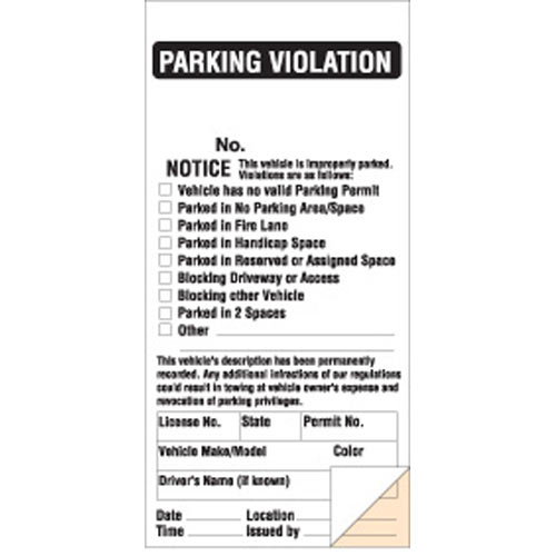 Brady 103649, 8" X 4" Ticket "parking Violation"
