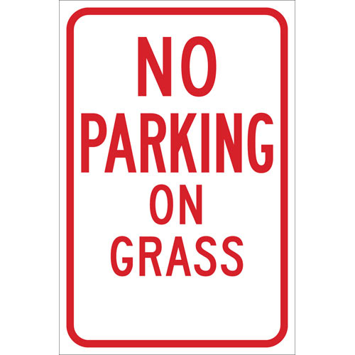 Brady 103692, 18" X 12" Sign "no Parking On Grass", Aluminum