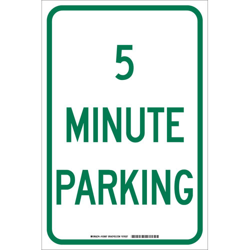 Brady 103697, 18" X 12" Sign "5 Minute Parking", Aluminum