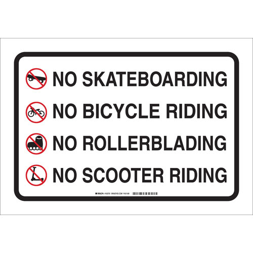 Brady 103701, 14" X 20" Sign "no Skateboarding No Bicycle..."