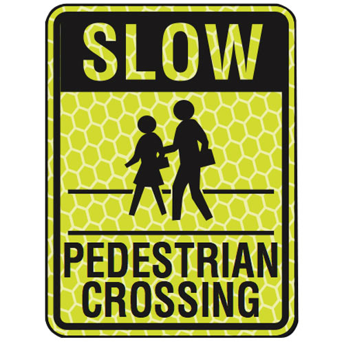 Brady 103712, 24" X 18" Sign "slow Pedestrian Crossing", Aluminum