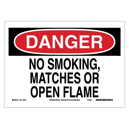 Brady 118197, Danger No Smoking, Matches Or Open... Sign