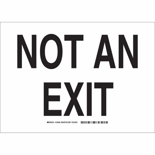 Brady 122490, 10" X 14" Polystyrene Not An Exit Sign, Red On Green