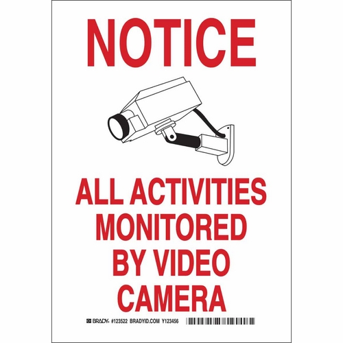 Brady 123520, All Activities Monitored By Video... Sign