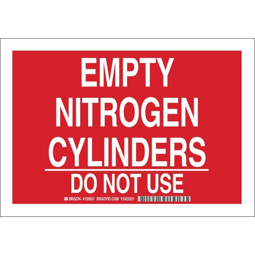 Buy Brady 125654, Empty Nitrogen Cylinders Do Not Use Sign Mega Depot