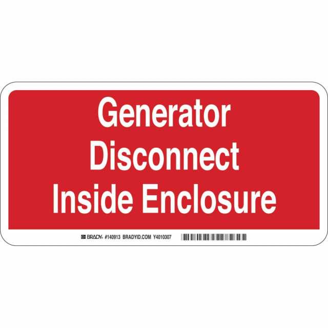 Buy Brady 140913, Generator Disconnect Inside Enclosure Sign Mega Depot