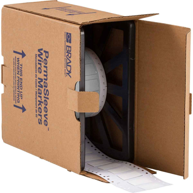 Brady Low Smoke Zero Halogen PermaSleeve Heat Shrink Tubing, 0.5" Dia x 2" W, White, Roll of 500 Each