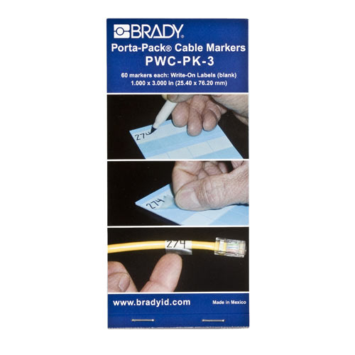 Brady Pwc-pk-3, Write-on Wire Marker Page, Clear/white