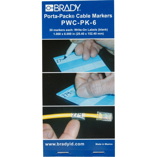 Brady Pwc-pk-6, Write-on Wire Marker Page, Clear/white