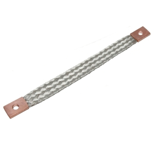 Burndy Bb024l12t14, 12" Flexible Copper Braid, 0.27" Hole Diameter