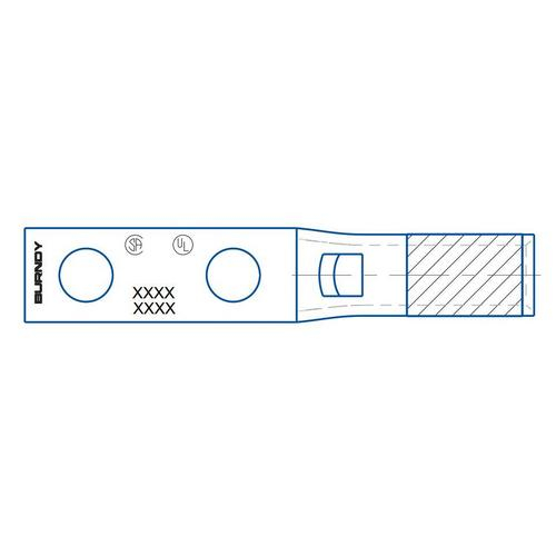 Burndy Ya25l2nt14, 26002324 Cu Compression Lug, 2 Hole, 1/0 Awg