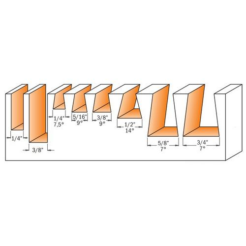 New CMT 800.500.11 8 Piece Dovetail and Straight bit sets 1//4/" Shank