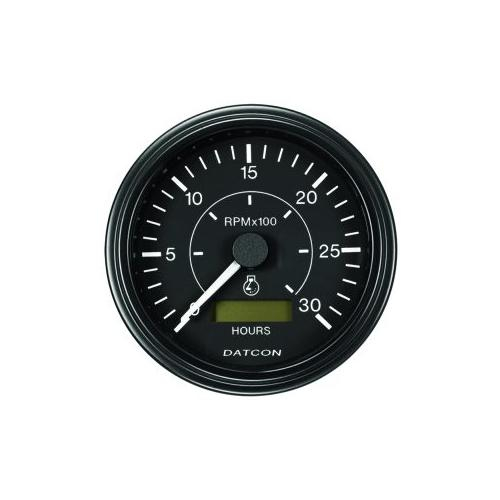 Datcon 123059, Analog Ii Tachometer With Hourmeter, 12 - 24 Vdc, Black