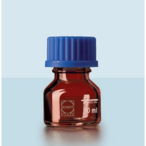 Duran 5539-229, 10ml Amber Glass Lab Bottle With Blue Pp Cap