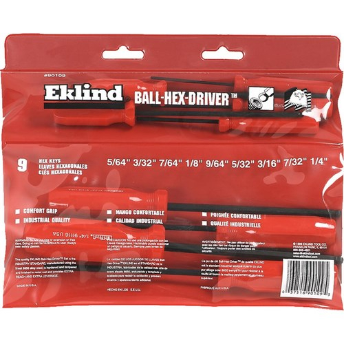 Eklind 90109, Inch Set Of 9 Ball-hex Drivers In Pouch