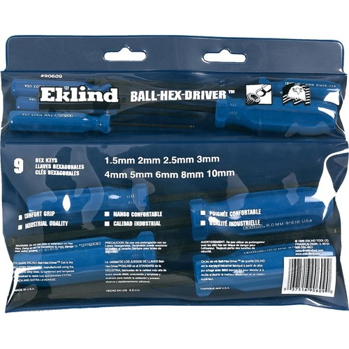 Eklind 90609, Metric Set Of 9 Ball-hex Drivers In Pouch