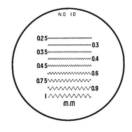 Fowler 52-667-010-0, 7x Pocket Optical Comparator Reticle #10