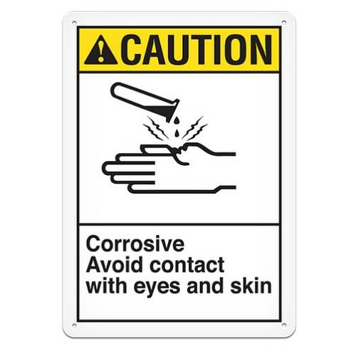 Ghs Safety Ans3002pg, Plastic Safety Sign "caution Corrosive Avoid"