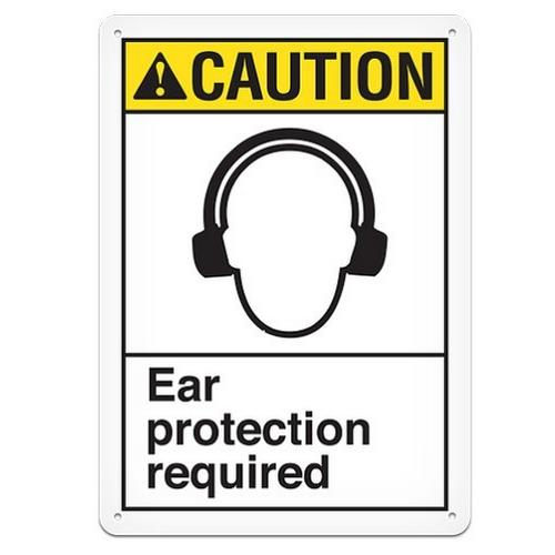 Ghs Safety Ans3011vg, Vinyl Safety Sign "caution Ear Protection"