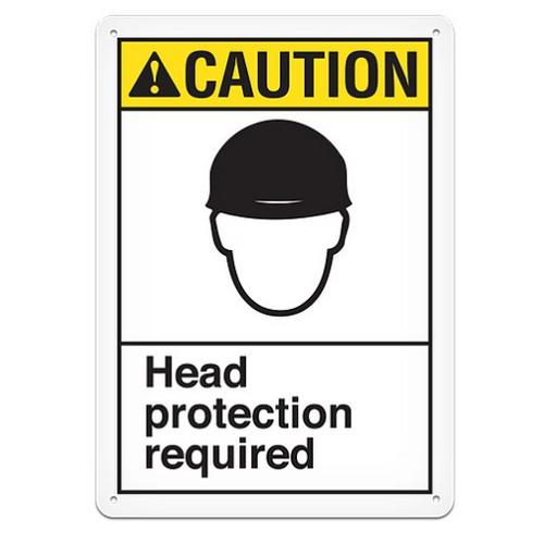 Ghs Safety Ans3013pg, Plastic Safety Sign "caution Head Protection"