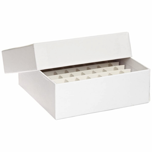 Cardboard Storage Box, 100 Place (10x10), White for Up to 2 Tall x 12 mm Wide Tubes