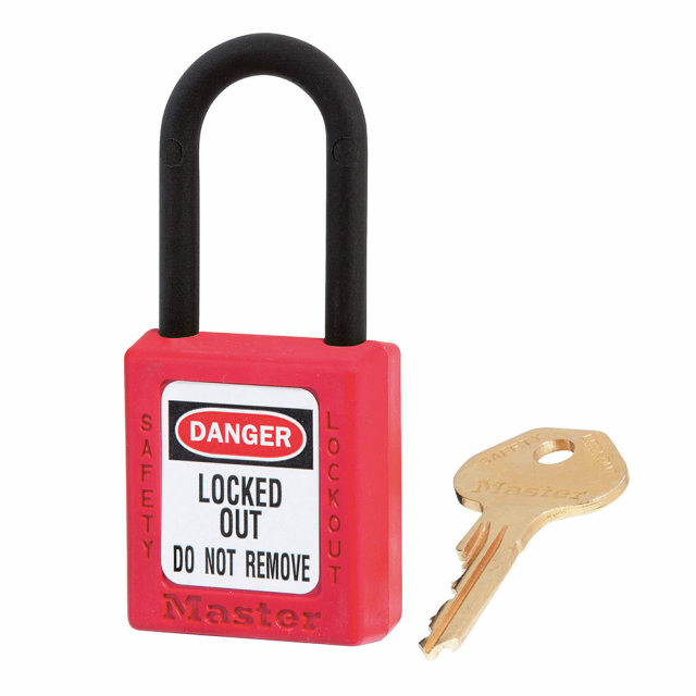 Master Lock 406mkw417red, No. 406 Red Zenex Safety Padlock, Master Key