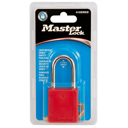 Master Lock 410dred, No. 410 Red Zenex Safety Padlock, Carded