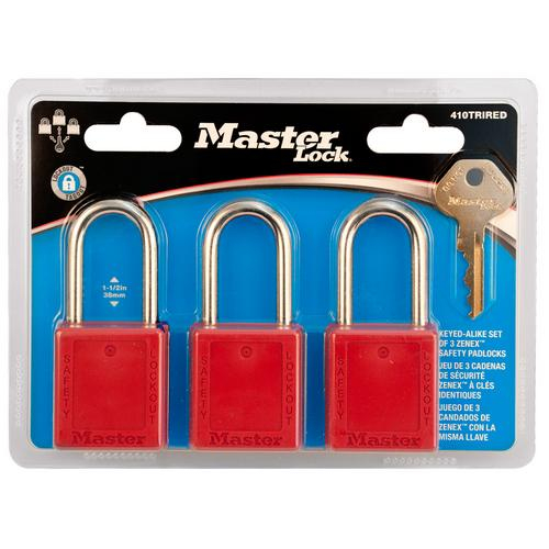 Master Lock Government Safety Lockout Padlock Zenex 1 1/2" Red 1 Key 6/Box 