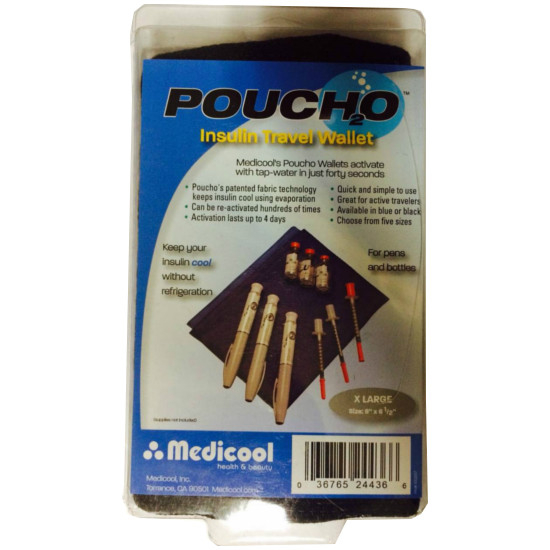 Medicool Poucho Diabetic Wallet Xlarge-bk, Poucho Cooling Case, Black