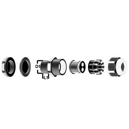 7 Holes 0.051-0.079 Cable Size 1/2 Thread Size NPT Thread Morris 22304 Multi Conductor Cable Gland Nylon 7 Holes 0.051-0.079 Cable Size 1/2 Thread Size NPT Thread Morris 22304 Multi Conductor Cable Gland Nylon