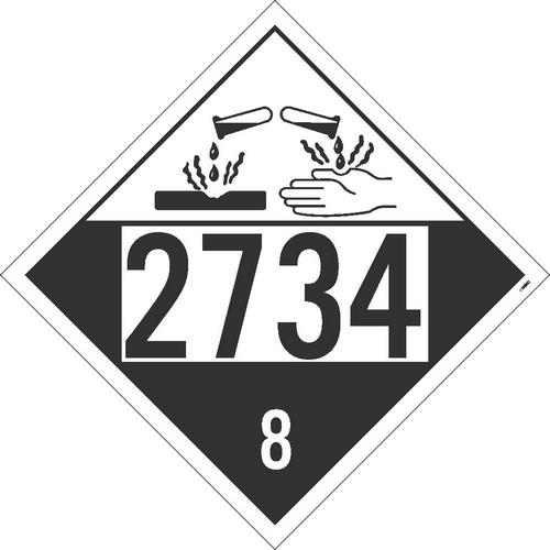 NMC DL176PR25, DOT Placard Sign"Corrosive 2734 8" (5 Packs of 25 pcs)