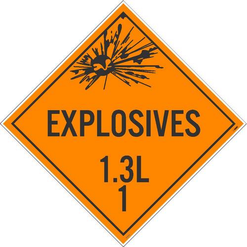 NMC DL93P25, DOT Placard Sign,"Explo. 1.3L 1" (4 Packs of 25 pcs)