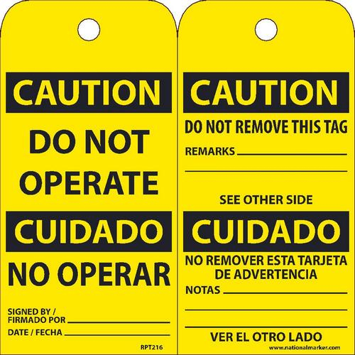 NMC RPT215 Caution Bilingual Tag 